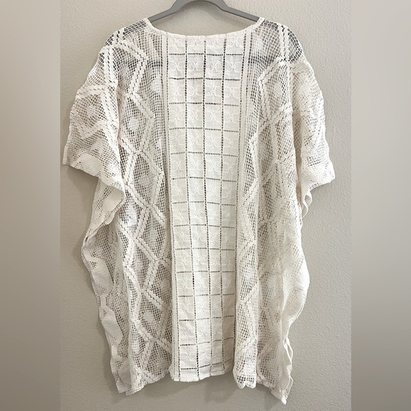 Free People Boho Crochet Kaftan Cover-Up White Cream One Size NEW - Picture 12 of 16